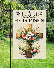 He Is Risen Print Shop Garden Flag  - UV Printed For Outdoor Yard Decor