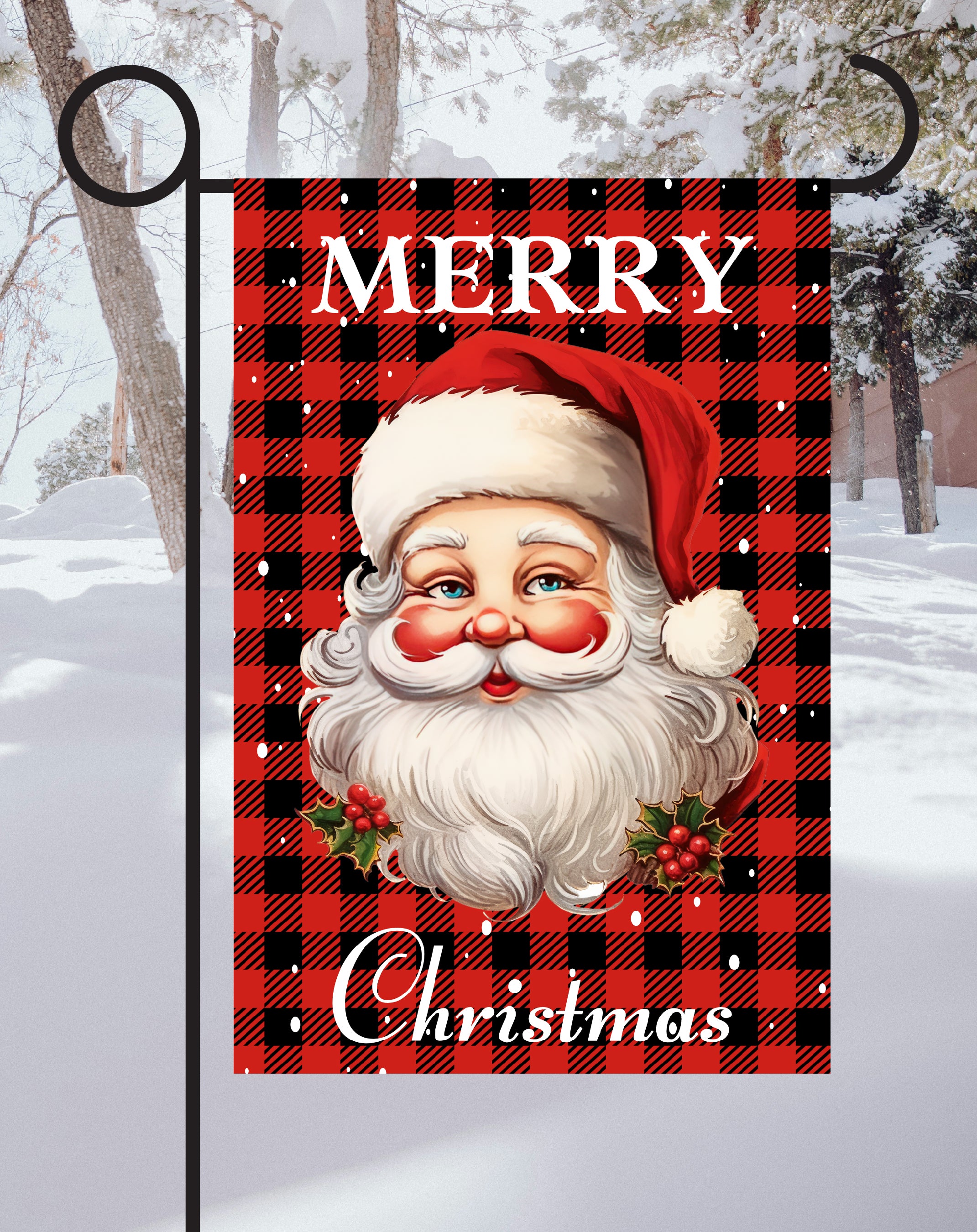 Merry Christmas Print Shop Garden Flag  - UV Printed For Outdoor Yard Decor
