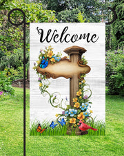 Welcome Print Shop Garden Flag  - UV Printed For Outdoor Yard Decor
