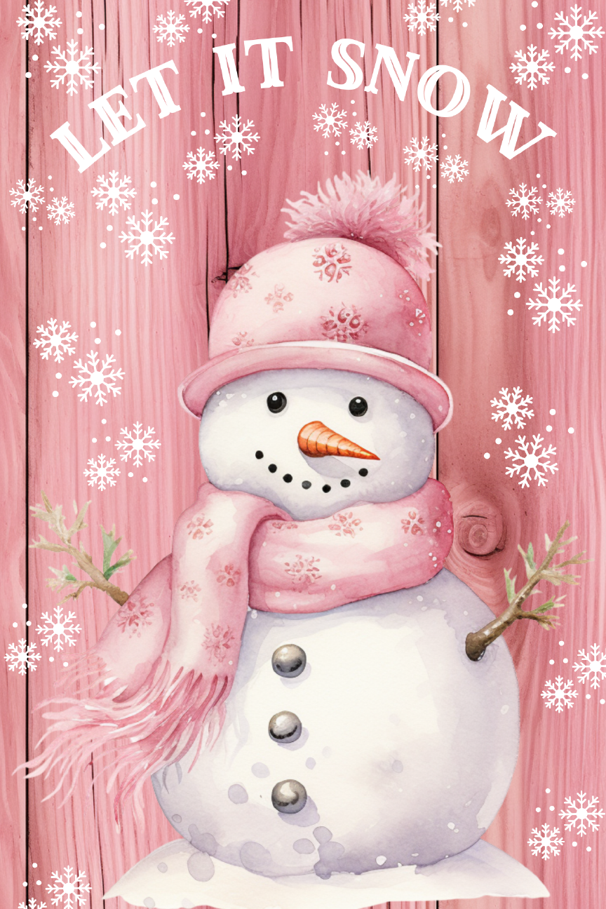 Pink Snowman Print Shop Garden Flag  - UV Printed For Outdoor Yard Decor