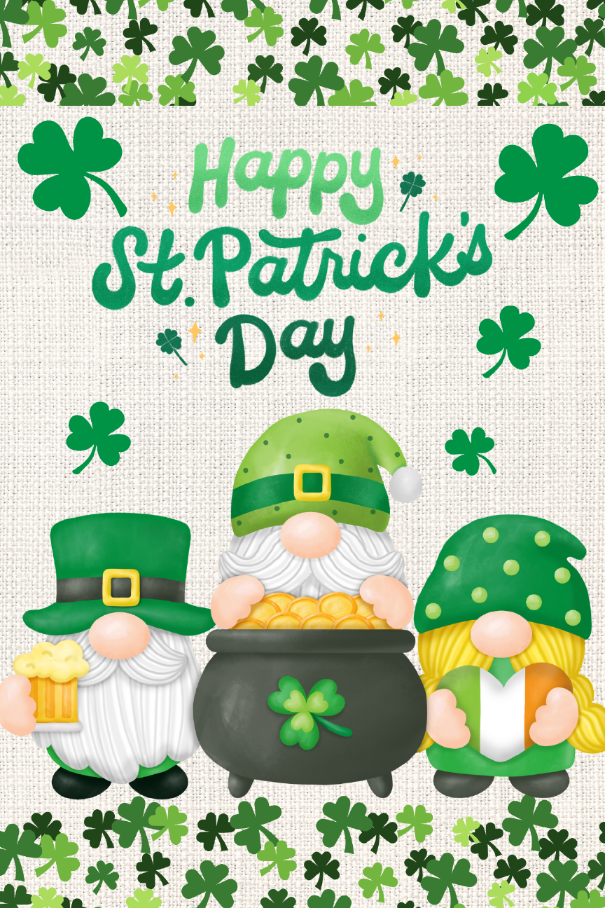 Happy St. Patrick's Day Print Shop Garden Flag  - UV Printed For Outdoor Yard Decor