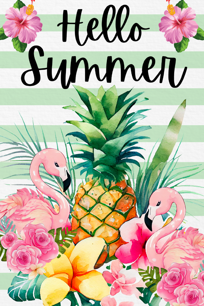 Hello Summer  Print Shop Garden Flag  - UV Printed For Outdoor Yard Decor