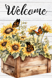 Sunflower Welcome Print Shop Garden Flag  - UV Printed For Outdoor Yard Decor