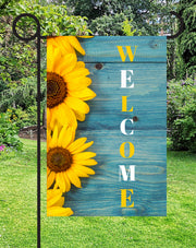 Sunflower Welcome Print Shop Garden Flag  - UV Printed For Outdoor Yard Decor