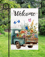 Welcome Print Shop Garden Flag  - UV Printed For Outdoor Yard Decor