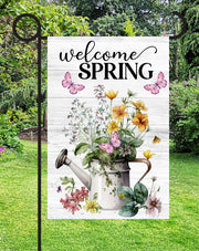 Welcome Spring Print Shop Garden Flag  - UV Printed For Outdoor Yard Decor