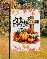 Fall for Jesus Print Shop Garden Flag  - UV Printed For Outdoor Yard Decor