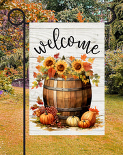 Welcome Sunflower & Pumpkin Print Shop Garden Flag  - UV Printed For Outdoor Yard Decor