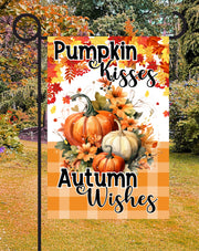 Pumpkin Kisses Print Shop Garden Flag  - UV Printed For Outdoor Yard Decor