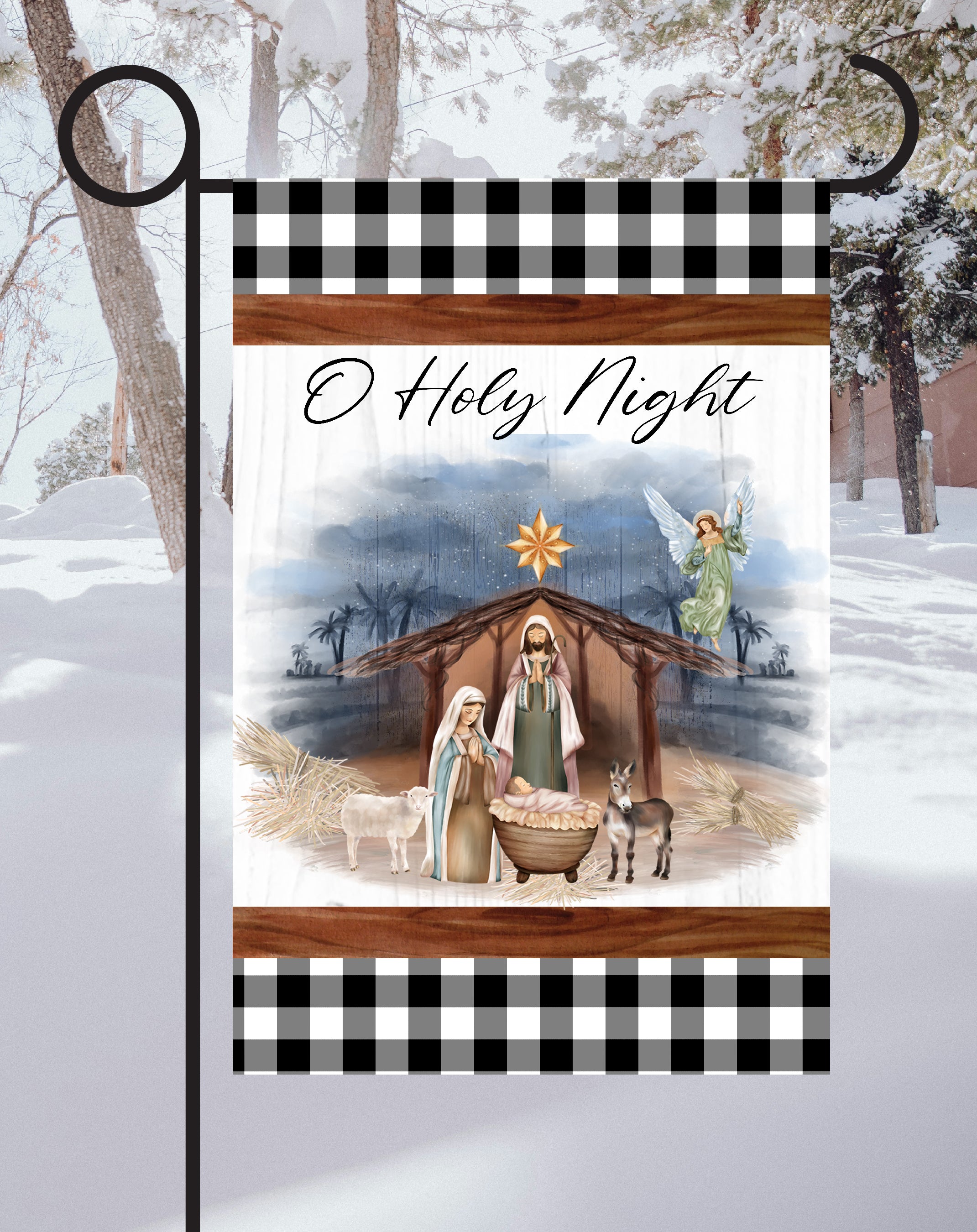 Nativity Scene Print Shop Garden Flag  - UV Printed For Outdoor Yard Decor