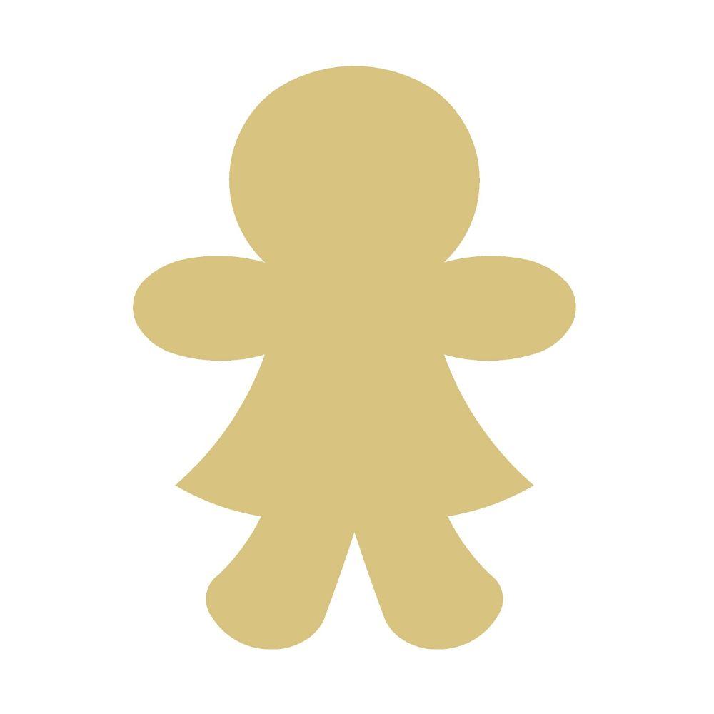 Basic Shape Gingerbread Girl MDF Cutout Silhouette - Unfinished For DIY