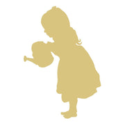 Basic Shape Girl MDF Cutout Silhouette Of A Girl Holding A Watering Can - Unfinished For DIY