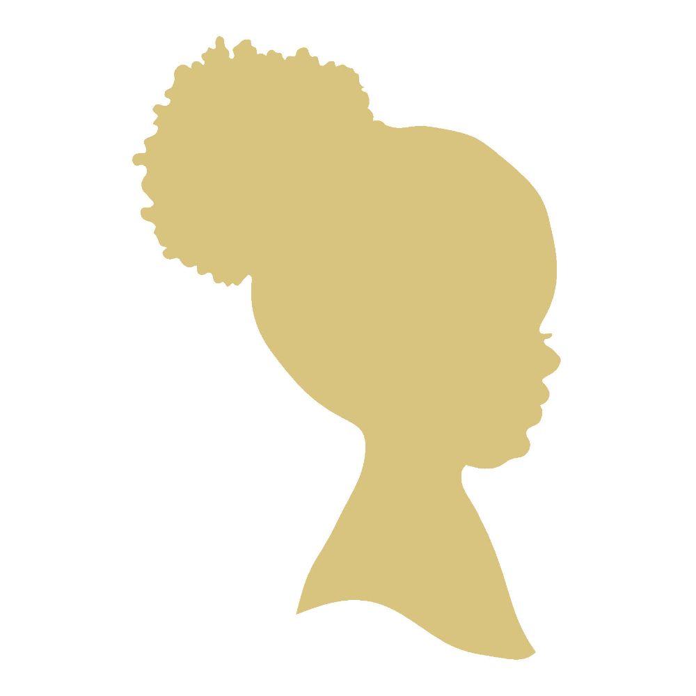 Basic Shape Girl Head Silhouette MDF Cutout Profile With Large Hair Bun - Unfinished For DIY