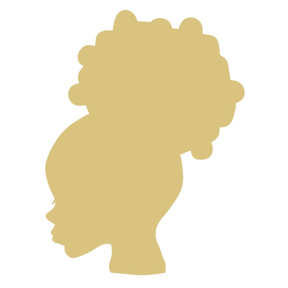 Basic Shape Girl Head MDF Cutout Afro Silhouette - Unfinished For DIY