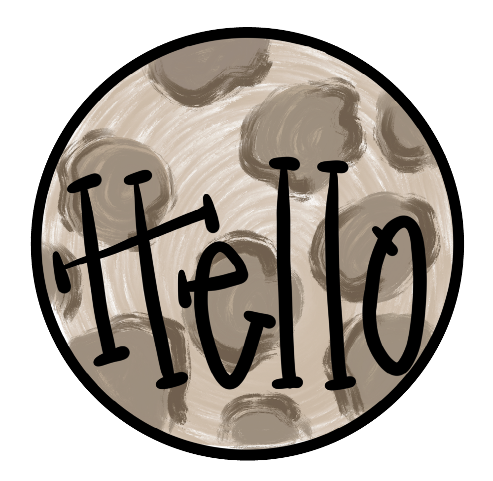 GRACIE MAE GIFTS CIRCLE HELLO WITH GRAY ANIMAL PRINT