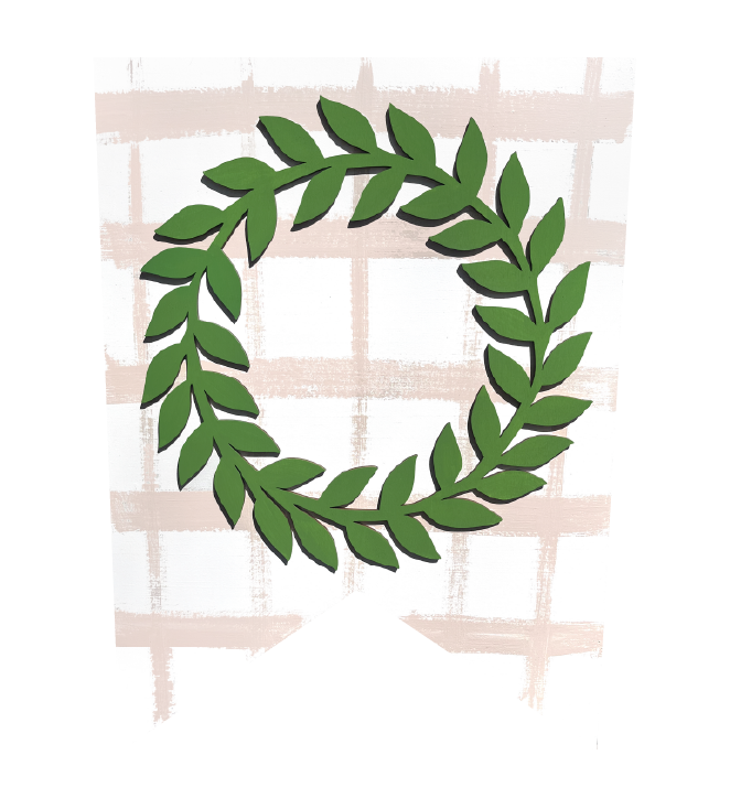 GRACIE MAE GIFTS GREENERY CIRCLE ON BROWN PLAID PLAQUE