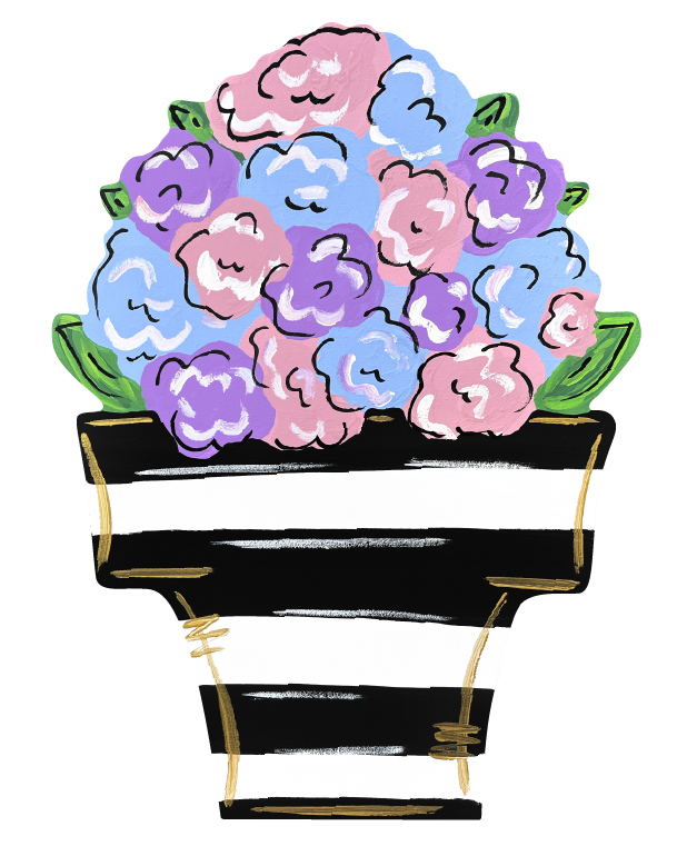 GRACIE MAE GIFTS BLACK AND WHITE POT WITH FLOWERS