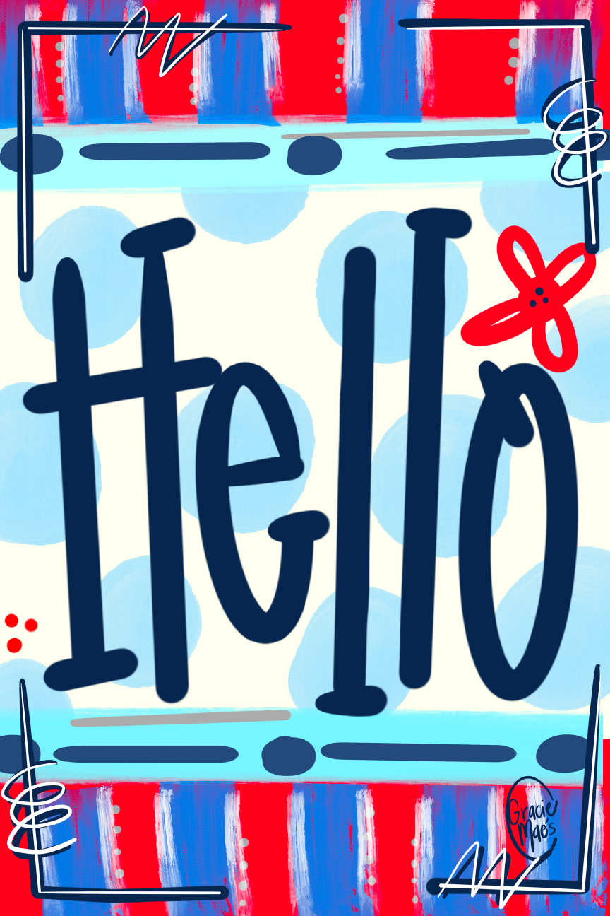 GRACIE MAE GIFTS RED AND BLUE HELLO