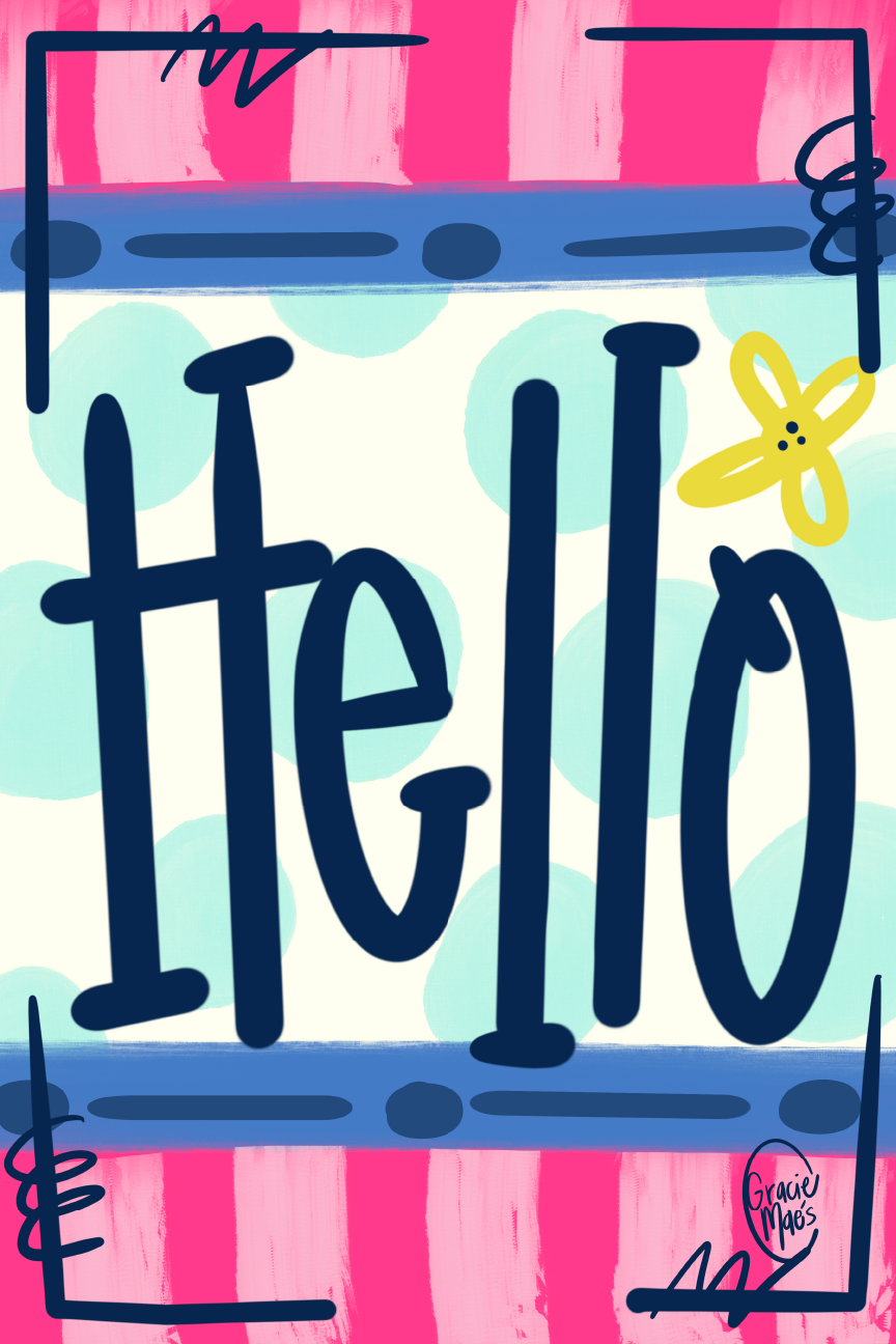 GRACIE MAE GIFTS HELLO WITH PINK STRIPES