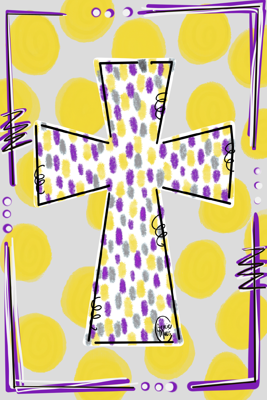 GRACIE MAE GIFTS PURPLE AND YELLOW CROSS
