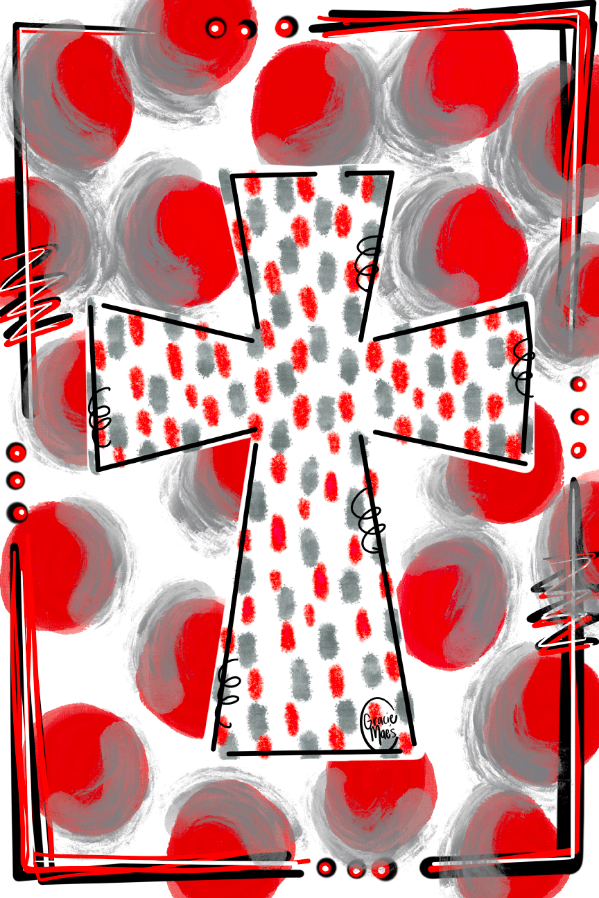 GRACIE MAE GIFTS RED AND GRAY CROSS
