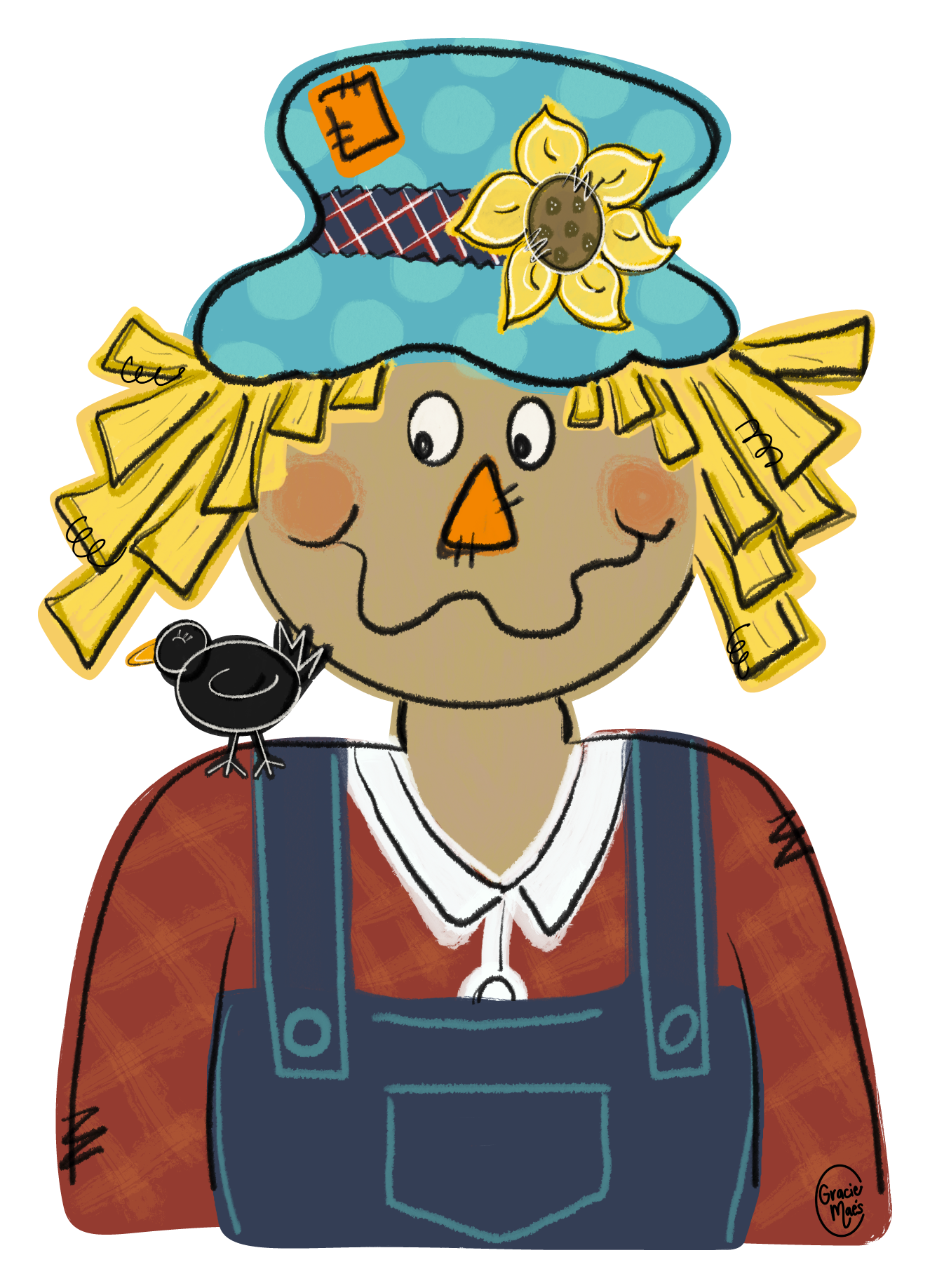 GRACIE MAE GIFTS SCARECROW WITH BLACKBIRD