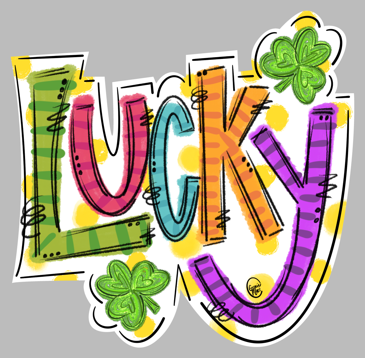 GRACIE MAE GIFTS 4 LEAF CLOVERS AND WORD LUCKY