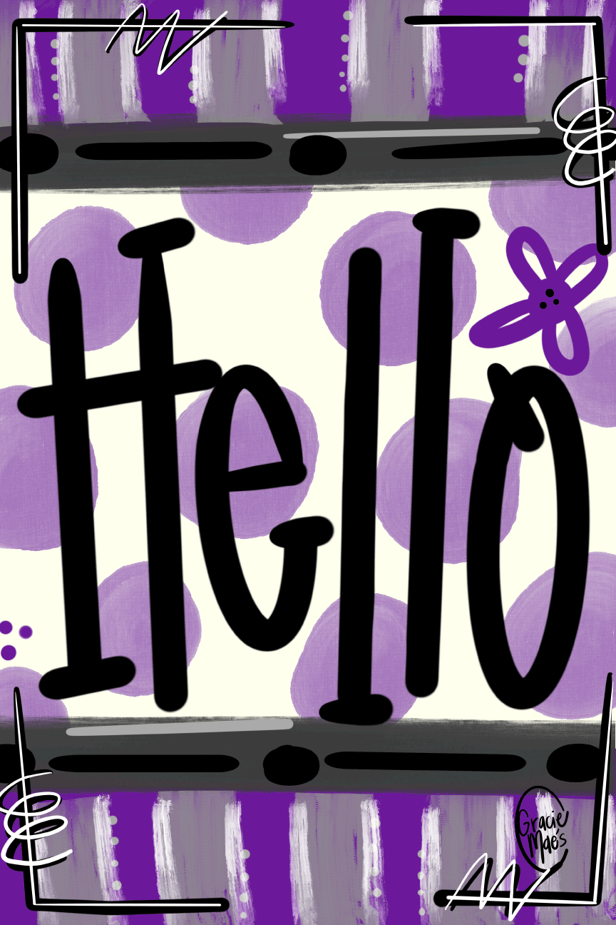 GRACIE MAE GIFTS PURPLE WHITE HELLO