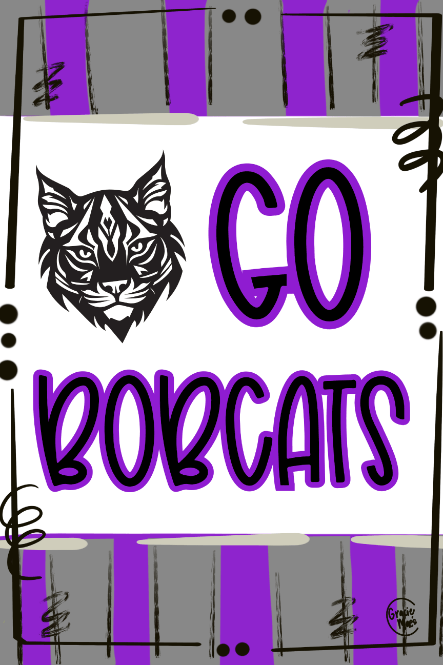 GRACIE MAE GIFTS GO BOBCATS PURPLE AND GREY