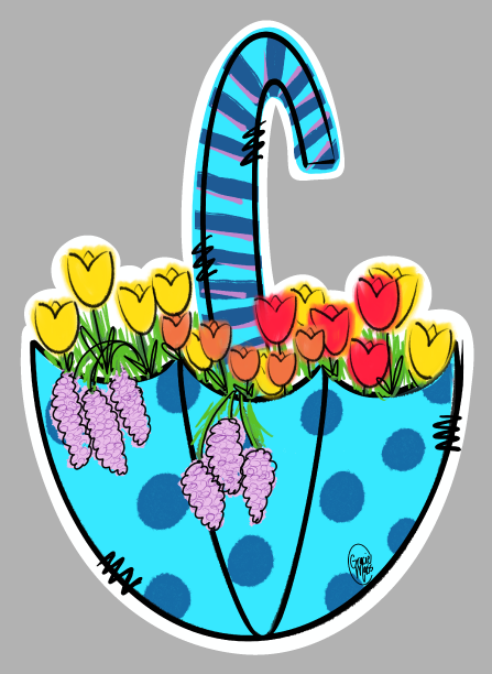GRACIE MAE GIFTS BLUE UMBRELLA WITH FLOWERS