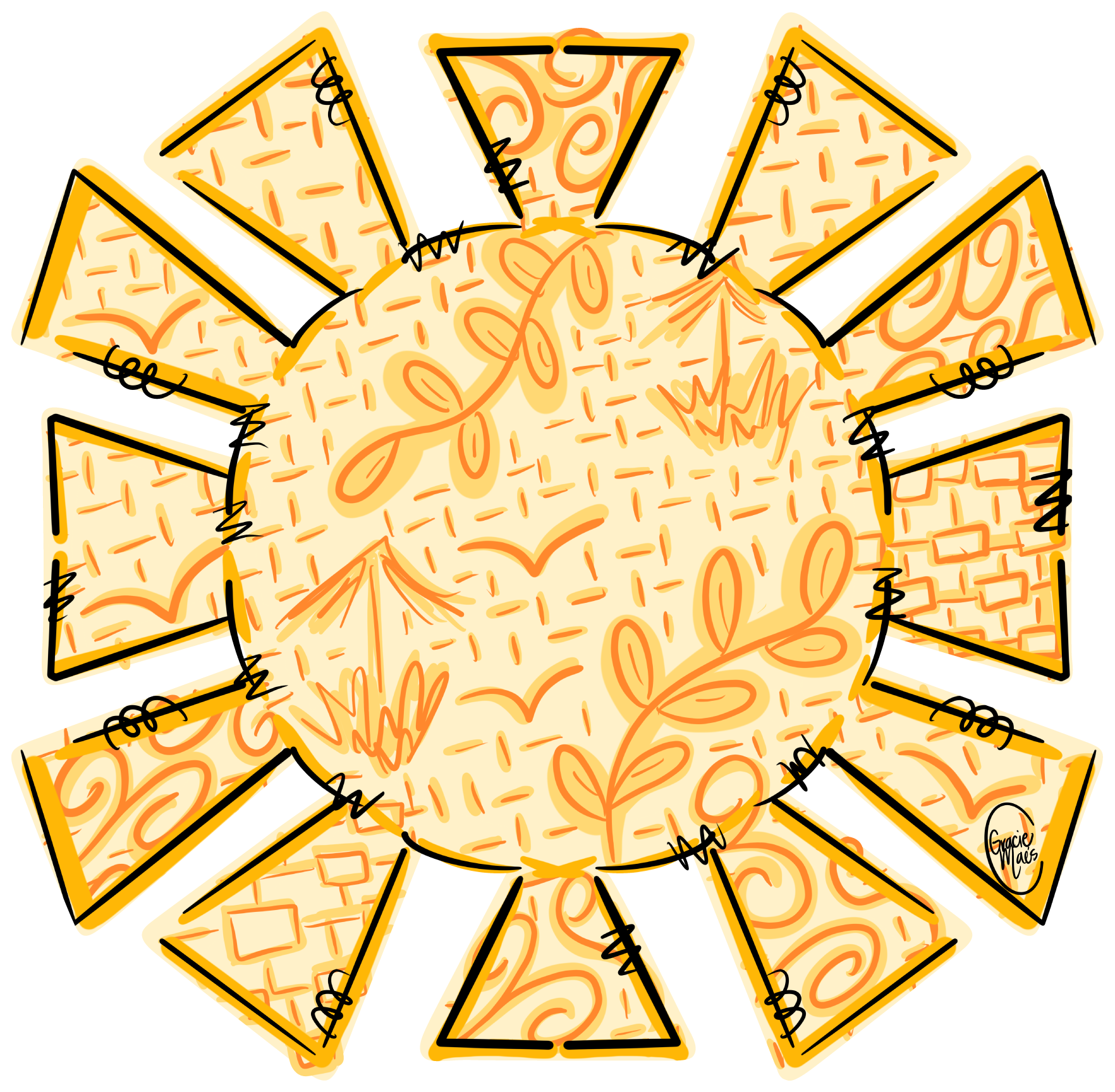 GRACIE MAE GIFTS YELLOW AND ORANGE SUN