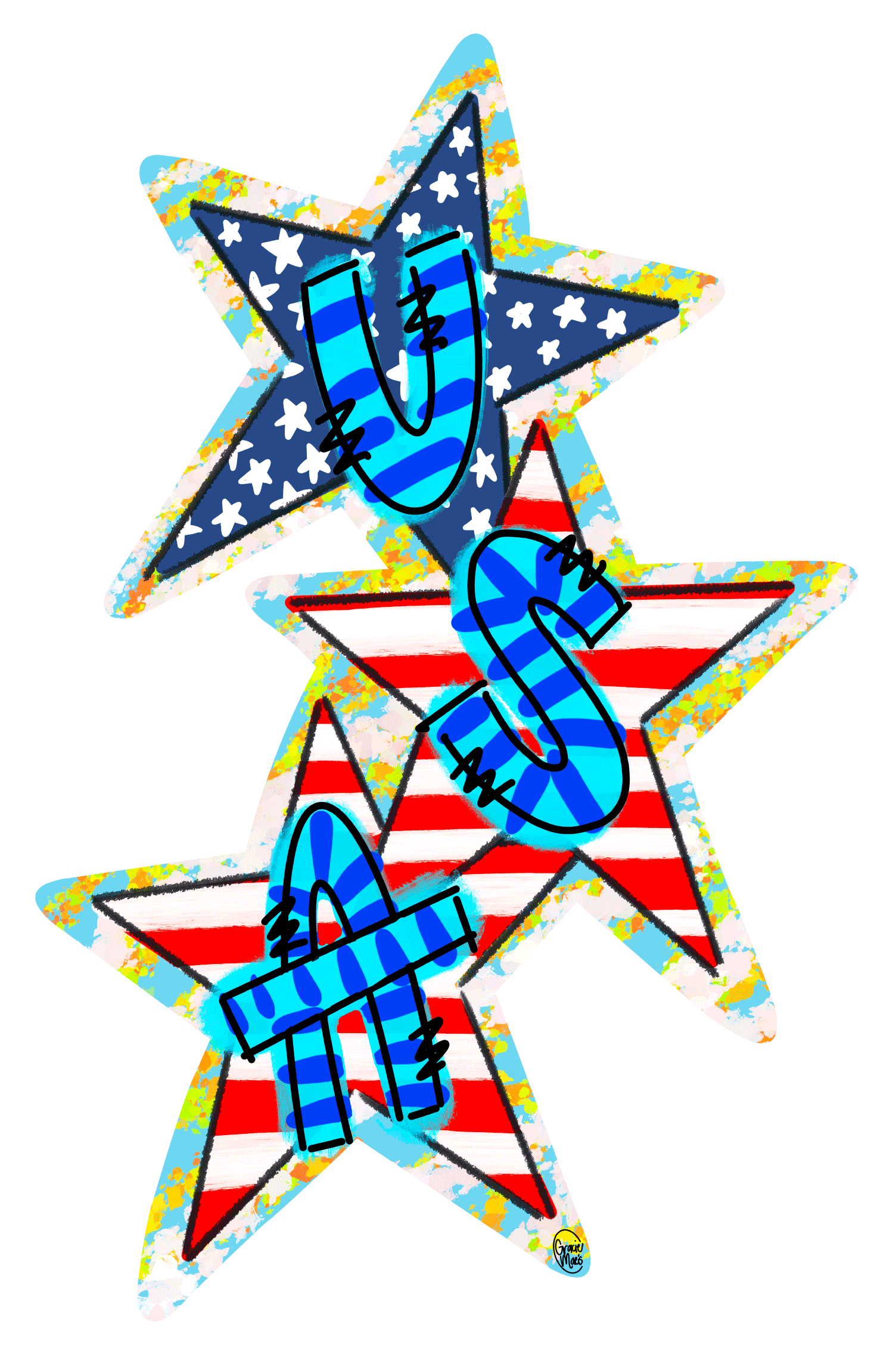 GRACIE MAE GIFTS PATRIOTIC USA TRIPLE STARS