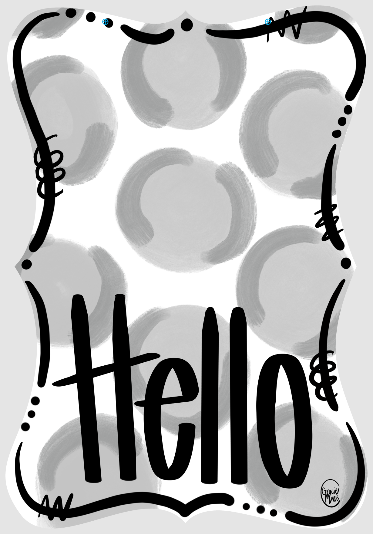 GRACIE MAE GIFTS BLACK AND WHITE PLAQUE WITH BLACK HELLO