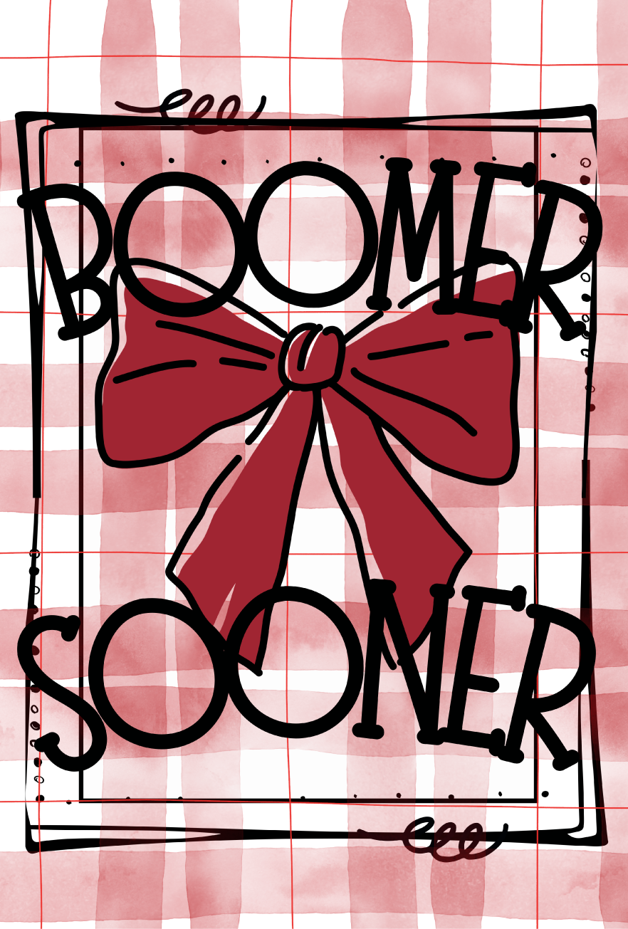 GRACIE MAE GIFTS  BOOMER SOONER RED BOW PINK WHITE