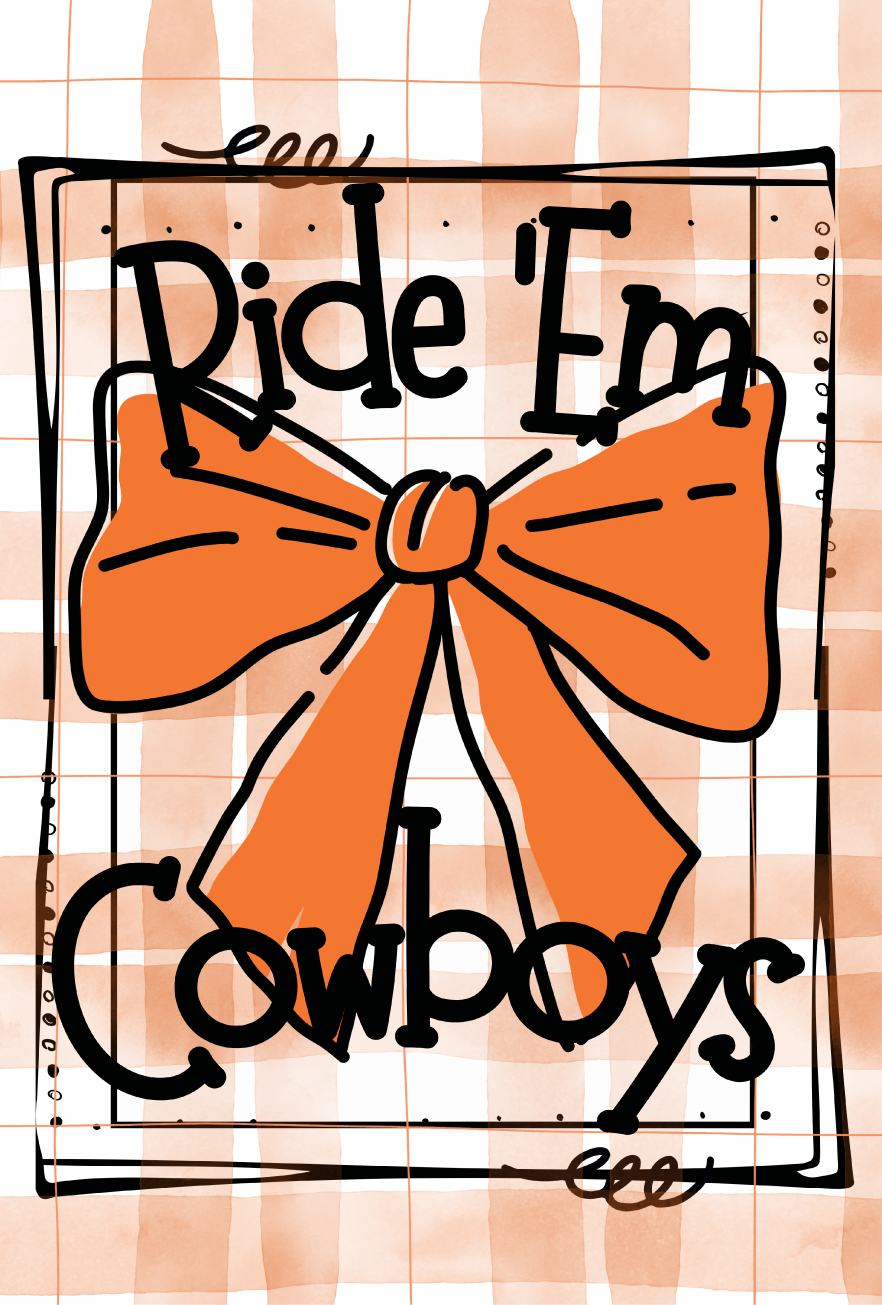 GRACIE MAE GIFTS RIDE EM COWBOY ORANGE BOW ORANGE WHITE