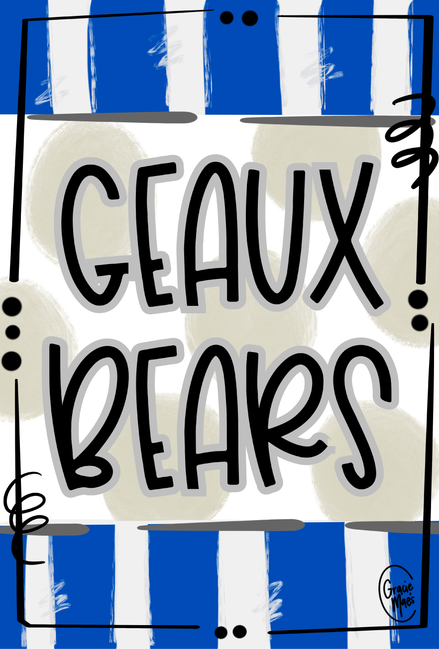 GRACIE MAE GIFTS BLUE WHITE GEAUX BEARS