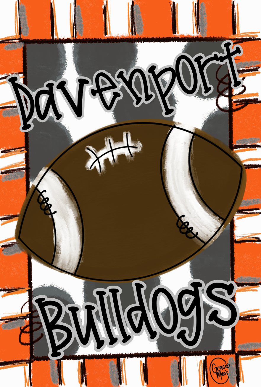 GRACIE MAE GIFTS DAVENPORT BULLDOGS ORANGE GREY