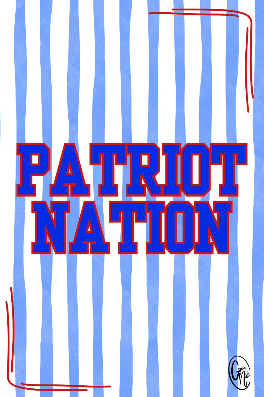 GRACIE MAE GIFTS BLUE WHITE STRIPE  PATRIOTS NATION