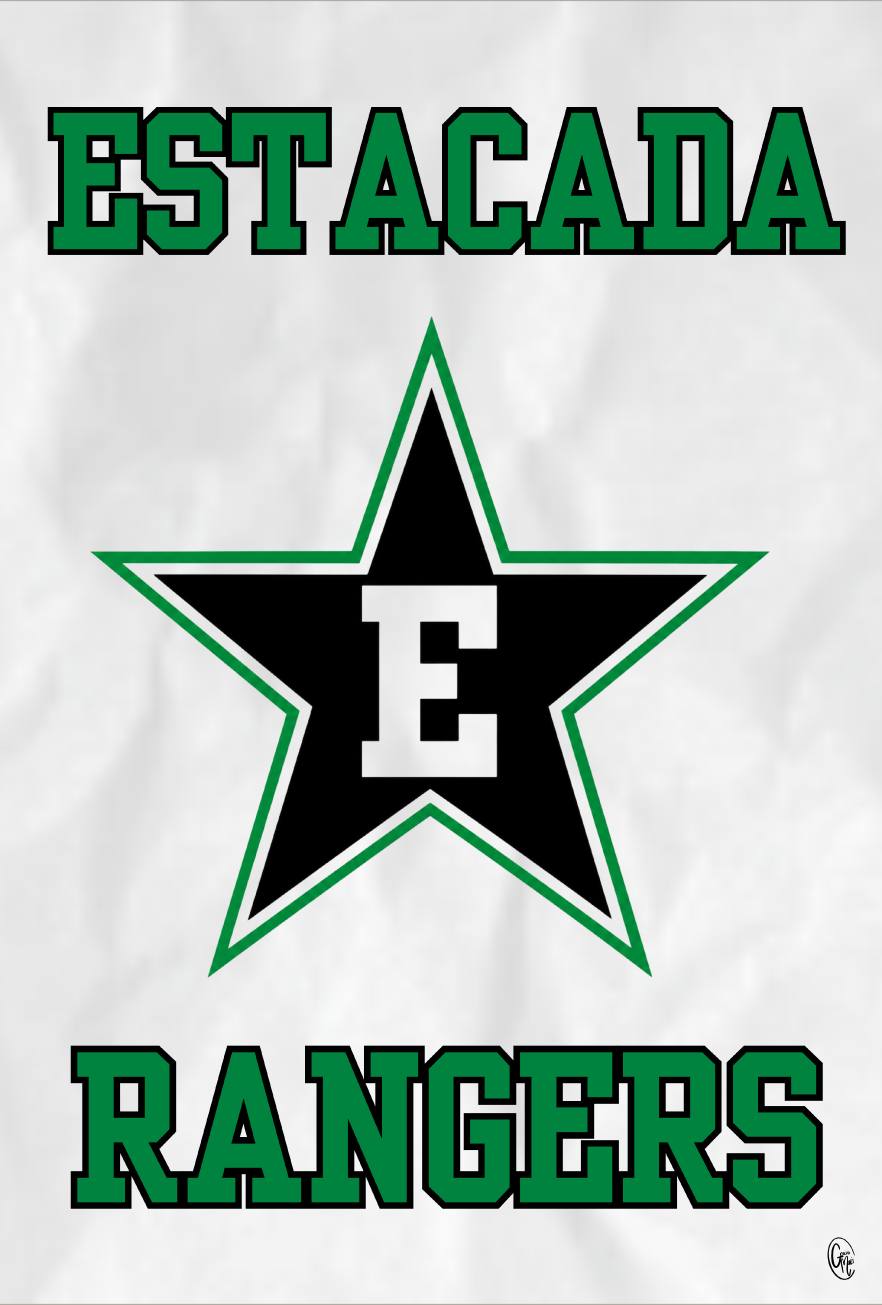 GRACIE MAE GIFTS BLACK STAR WITH WHITE LETTER GREEN ESTACADA RANGERS