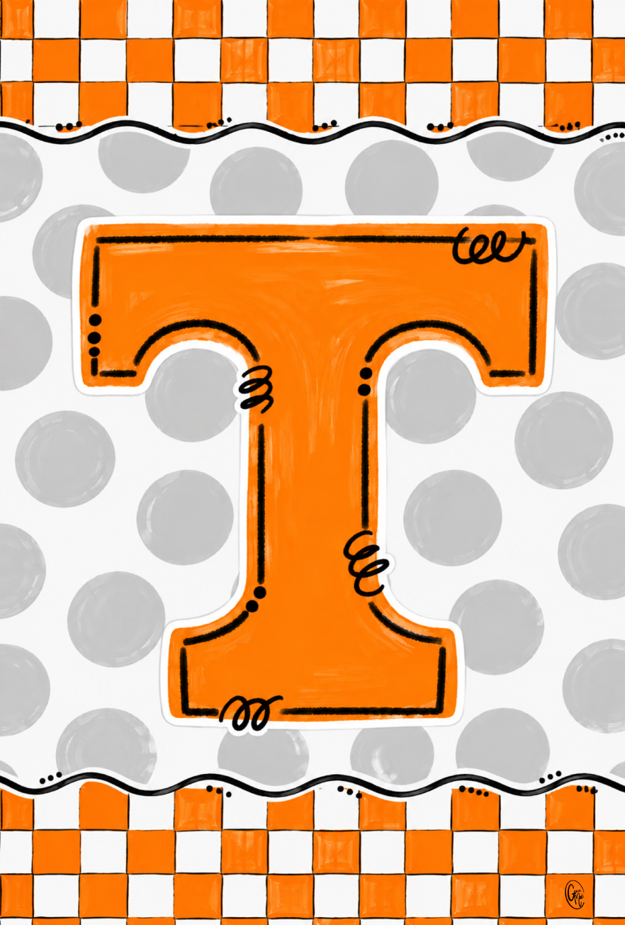GRACIE MAE GIFTS ORANGE AND WHITE WITH A LARGE LETTER T