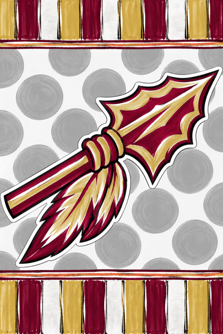 GRACIE MAE GIFTS GRAY CIRCLES GOLD RED AND WHITE WITH ARROW