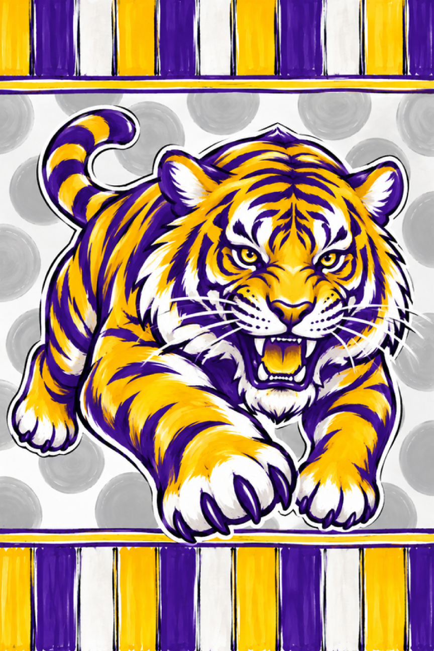 GRACIE MAE GIFTS PURPLE WHITE AND YELLOW TIGAR