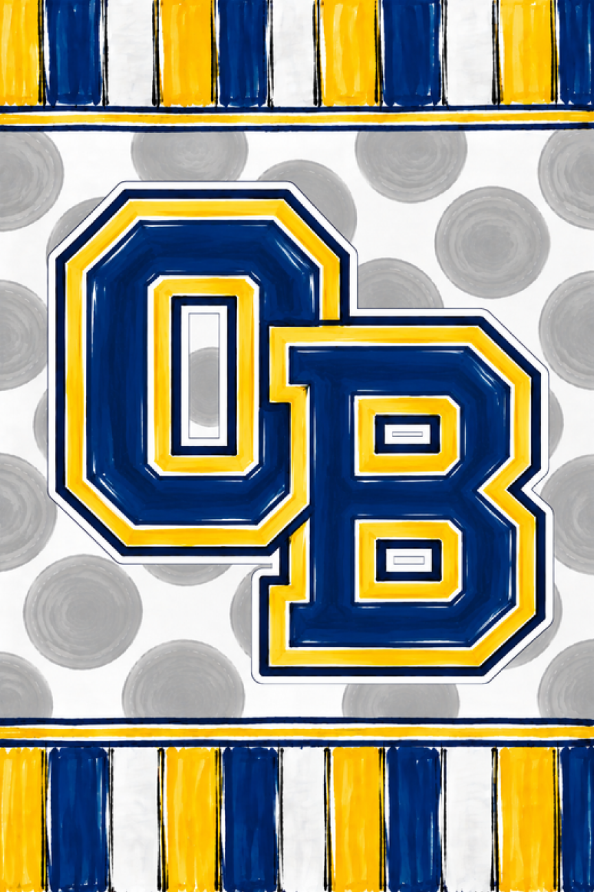 GRACIE MAE GIFTS YELLOW BLUE AND WHITE WITH LETTERS O B