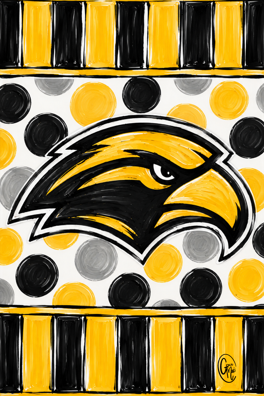 GRACIE MAE GIFTS YELLOW BLACK WITH A HAWK HEAD