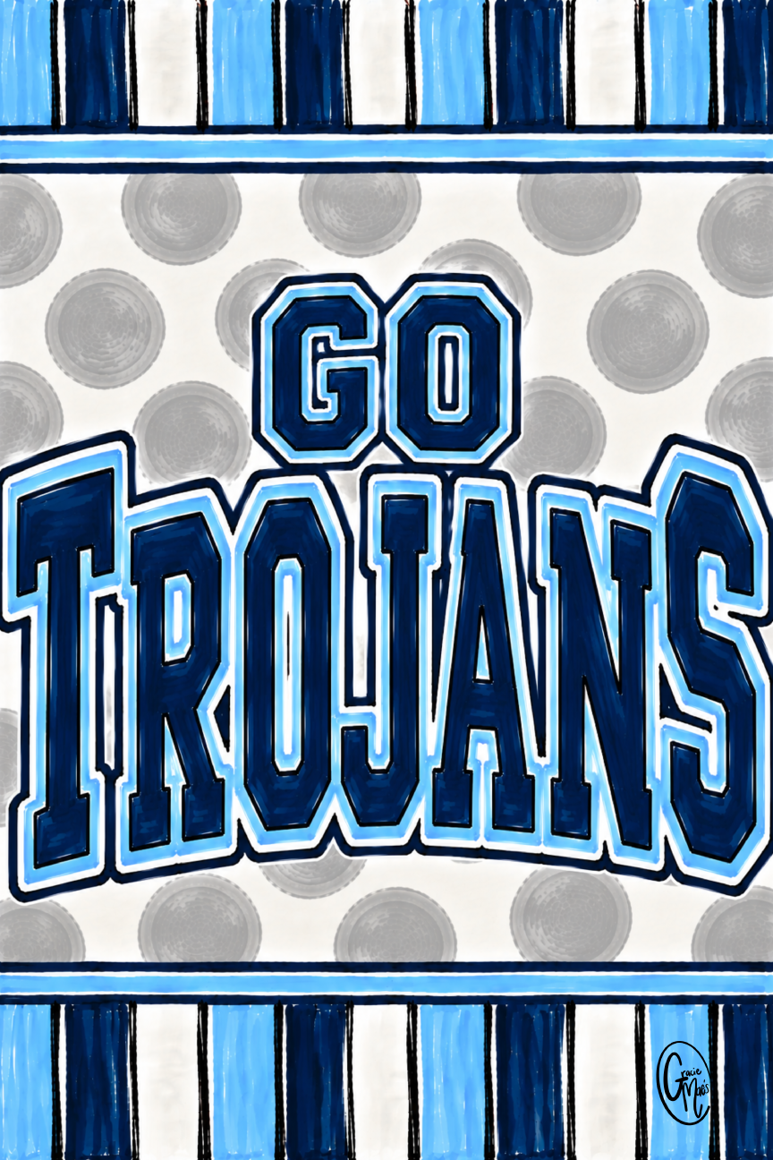 GRACIE MAE GIFTS LIGHT BLUE DARK BLUE AND WHITE GO TROJANS