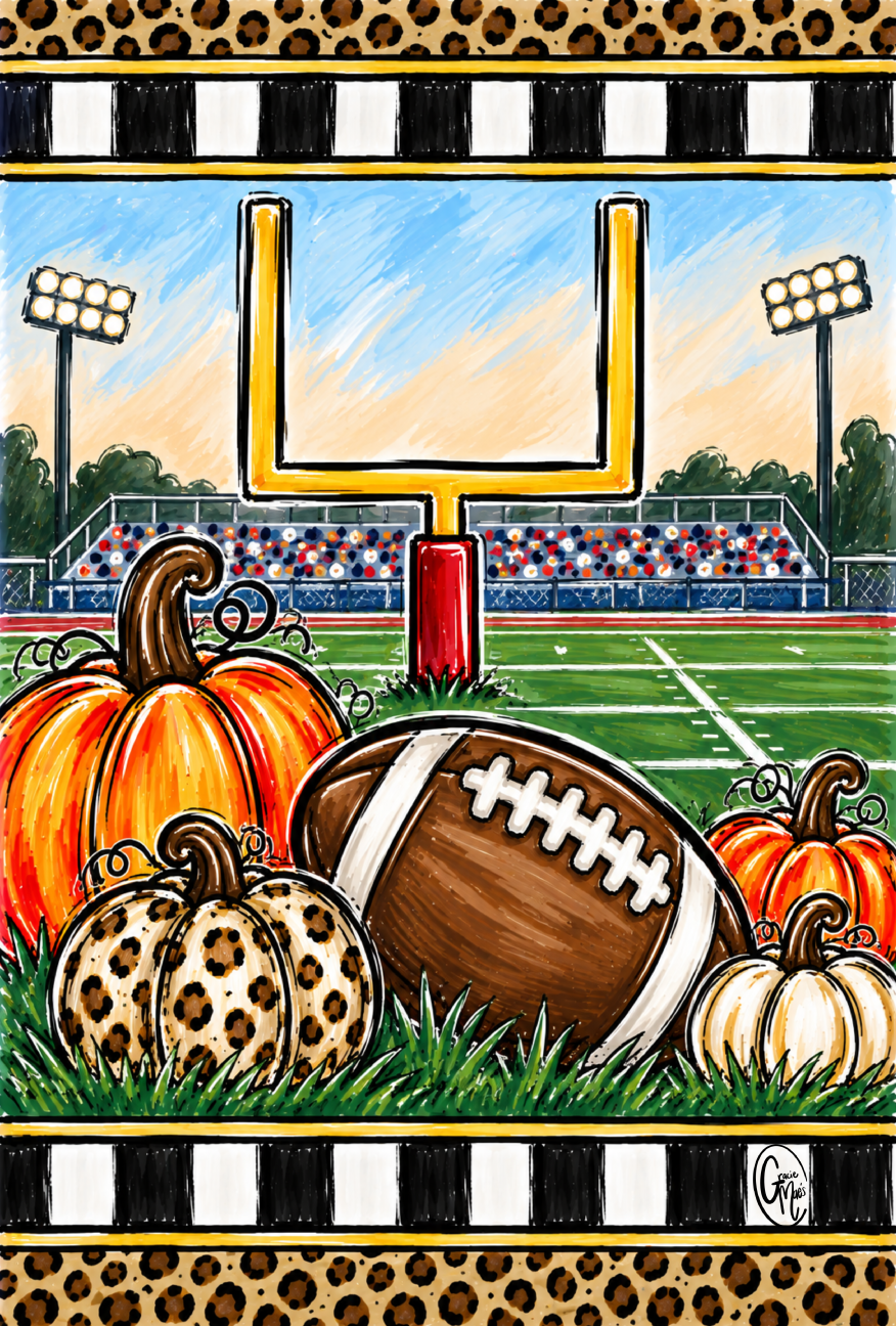 GRACIE MAE GIFTS FOOTBALL FIELD WITH FOOTBALL AND PUMPKINS