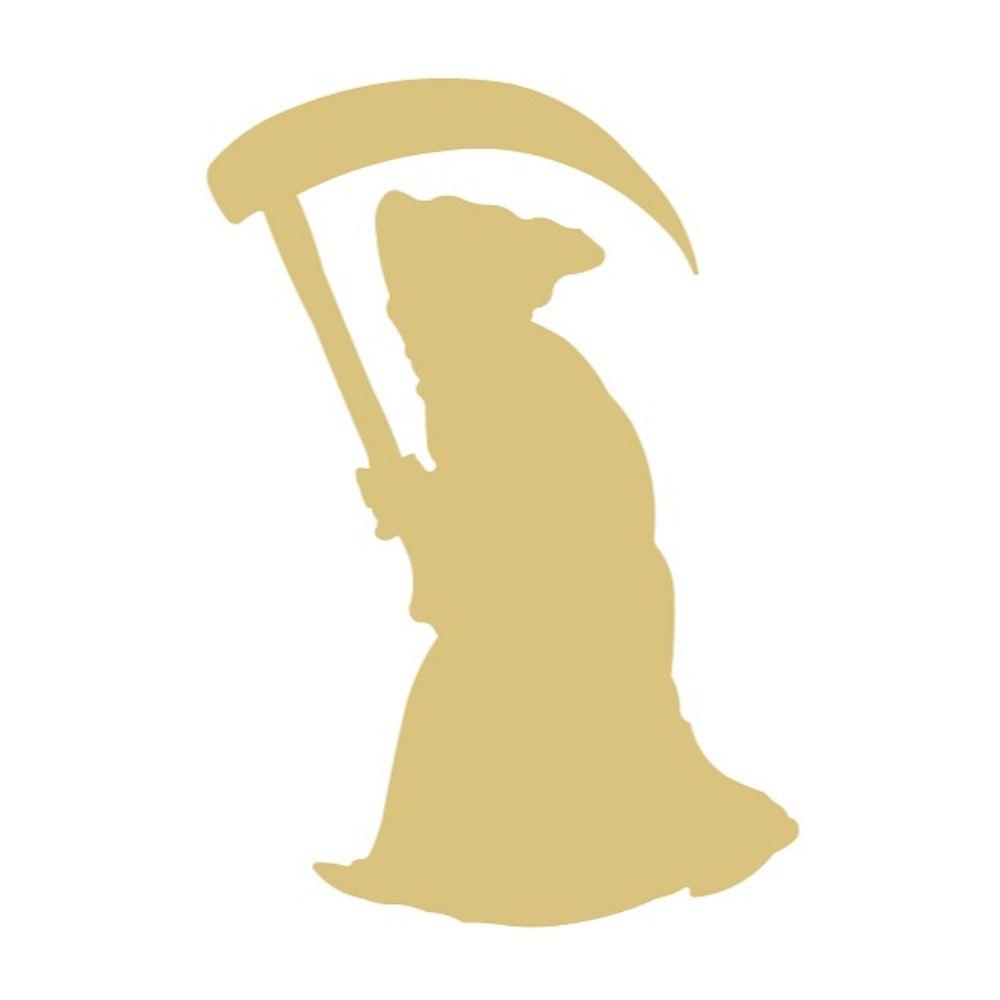 Basic Shape Grim Reaper MDF Cutout Silhouette With Scythe - Unfinished For DIY