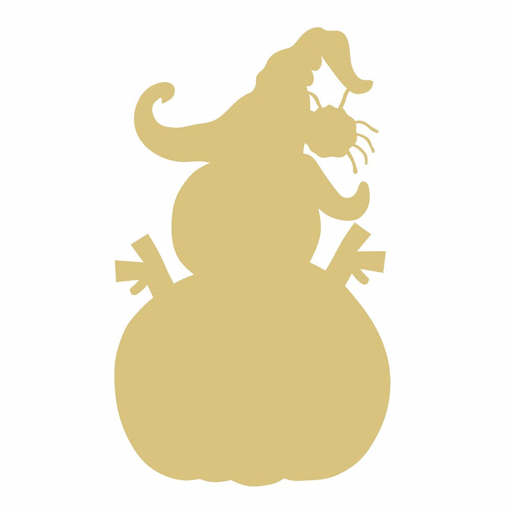 Basic Shape Pumpkin MDF Cutout Witch Silhouette On Pumpkin - Unfinished For DIY