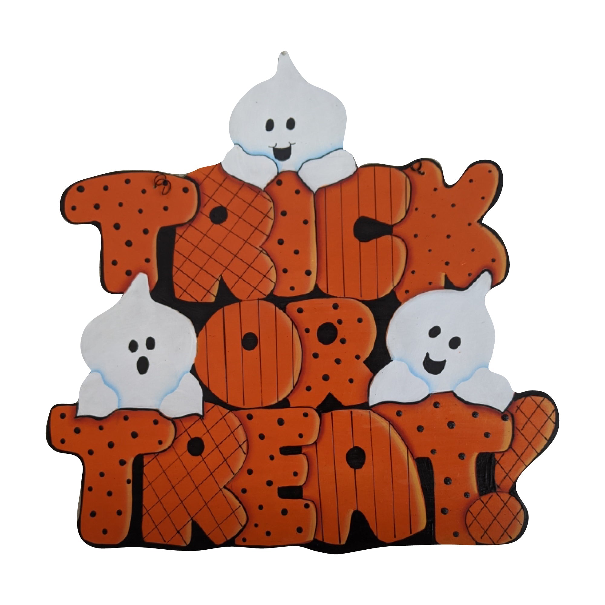 Basic Shape Abstract MDF Cutout Three Ghosts Trick Or Treat - Unfinished For DIY