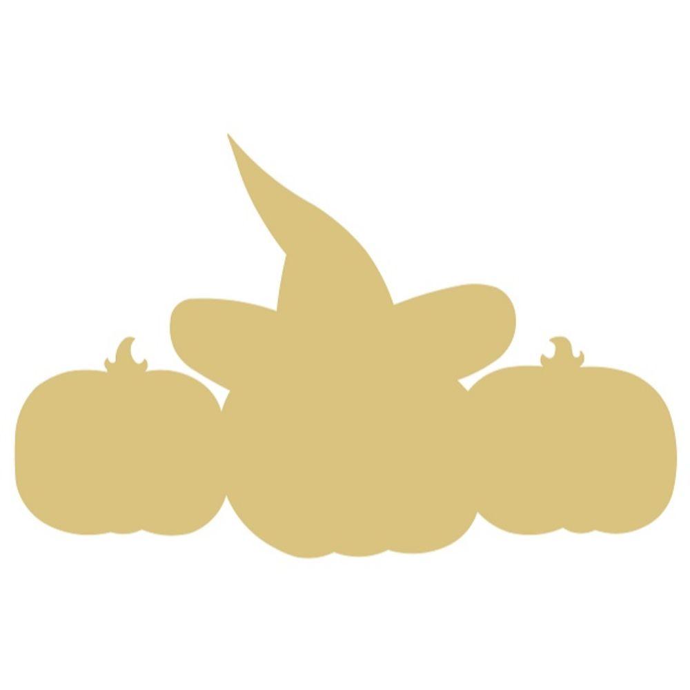 Basic Shape Pumpkin MDF Cutout Halloween Silhouette With Witch Hat - Unfinished For DIY
